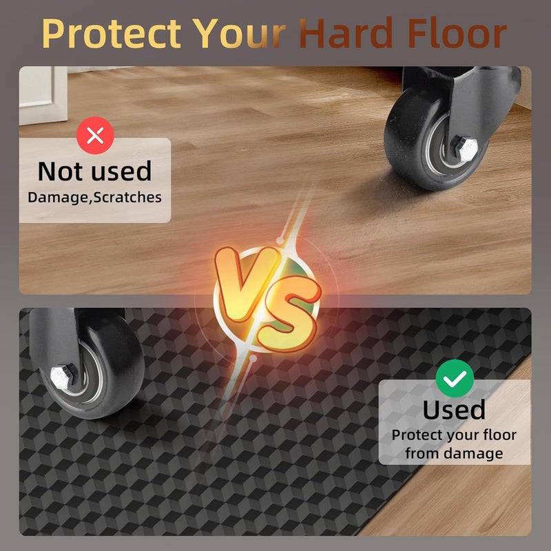 AiBOB Gaming Chair Mat for Hardwood Floors - 53"x45" Office Chair Mat for Hard and Tile Floor | Anti-Slip Protector Mat | Computer Desk Floor Mat for Rolling Chairs, Not for Carpet - Image 2